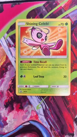 Shining Celebi - SM79 - Pokemon Sun & Moon Blackstar Promo Ultra Rare Card NM - Image 3