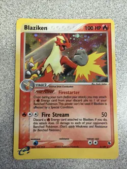 Pokemon TCG Blaziken Holo Rare Card Ruby and Sapphire 2003, 3/109 - Image 1