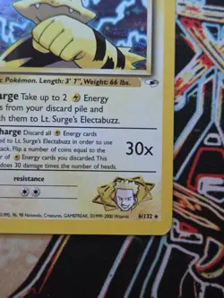 Pokemon TCG 2000 Lt. Surge's Electabuzz - 6/132 Holo Rare Card - Gym Heroes - Image 5