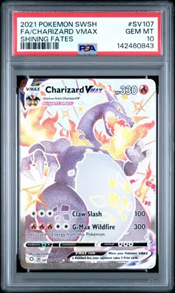 2021 POKEMON SWORD & SHIELD SHINING FATES #SV107 FULL ART/CHARIZARD VMAX PSA 10 - Image 1