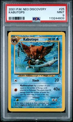2001 POKEMON NEO DISCOVERY #25 KABUTOPS PSA 9 - Image 1