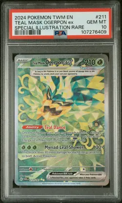2024 Pokemon TWM EN 211/167 Teal Mask Ogerpon ex Special Illustration PSA 10 - Image 1