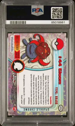 Gloom #44 - SPARKLE FOIL Topps Chrome TV Series Pokemon Card - PSA 9 MINT - Image 3