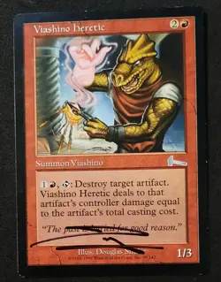 MTG Viashino Heretic-Artist Signed (Douglas Shuler - Urza's Legacy #95 - Image 1