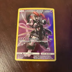 Pokemon TCG Armored Mewtwo SM228 Black Star Promos MP Holo 2019 Crease - Image 1