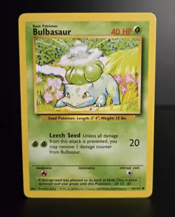 Pokemon TCG - BULBASAUR - 44/102 - UNLIMITED - BASE SET (1999) - WOTC - LP/NM - Image 1