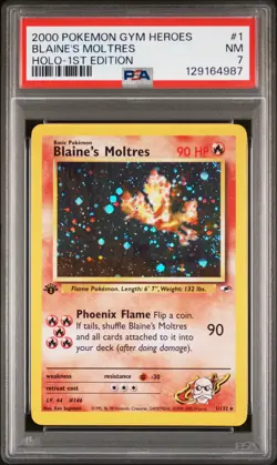 2000 POKEMON GYM HEROES HOLO-1ST ED #1 BLAINE'S MOLTRES PSA 7 - Image 1