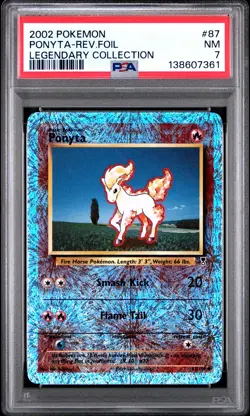 2002 POKEMON LEGENDARY COLLECTION #87 PONYTA-REVERSE FOIL PSA 7 - Image 1