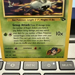 Koga's Zubat 2000 Pokemon Gym Challenge Unlimited Common 83/132 Vintage - Image 2
