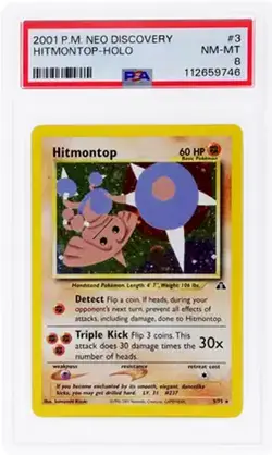 2001 Pokemon NEO Discovery Hitmontop Holo Rare PSA 8 - Image 1