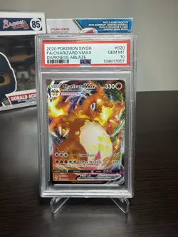 2020 POKEMON DARKNESS ABLAZE FULL ART CHARIZARD VMAX 020/189 PSA 10 GEM MINT - Image 1