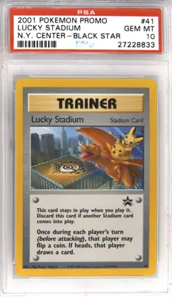 2001 POKEMON PROMO BLACK STAR #41 LUCKY STADIUM-N.Y. CENTER PSA 10 - Image 1