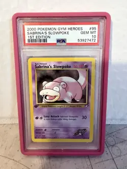 PSA 10 GEM MINT Sabrina's Slowpoke 1ST EDITION Gym Heroes Pokemon Card - Image 1