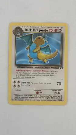 Pokemon 2000 Dark Dragonite TCG Card 22/82 Non-Holo. Rare Stage Two. - Image 4