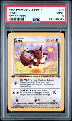 1999 Pokemon Jungle 1st Edition Eevee 51 FRESHLY GRADED PSA 9 MINT - Image 1