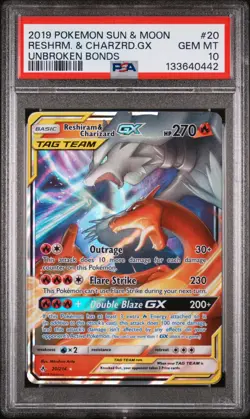 Reshiram & Charizard Gx 20/214 Unbroken Bonds Pokemon PSA 10 - Image 1
