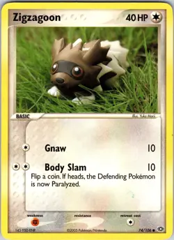 Zigzagoon 74/106 Emerald Pokemon TCG LP Normal - Image 1