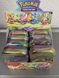 Pokemon Prismatic Evolutions Mini Tin Display Box Full Set 8 Tins - Sealed - Image 4