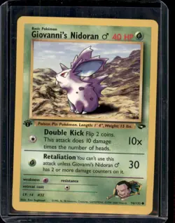 Giovanni's Nidoran 76/132 1st Edition Gym Challenge Pokemon Card - LP - Image 1