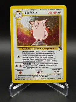 1999-2000 Pokemon Clefable 005/130 Base Set 2 Holo - Image 1
