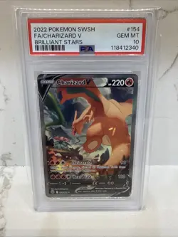 2022 Pokemon SWSH Brilliant Stars #154 FA/ Charizard V PSA 10 - Image 1