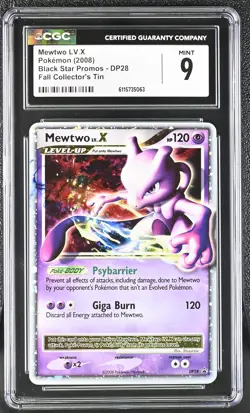 CGC 9 MINT Mewtwo LV.X 2008 Black Star Promos DP28 Holo Pokemon Card - Image 1