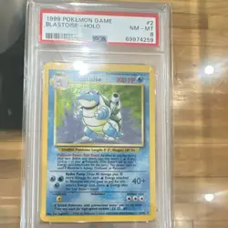 Pokemon TCG Blastoise Holo Rare Base Set 1999 2/102 PSA 8 Card Stock - Image 1
