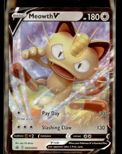SWSH: Sword & Shield Promo Cards #SWSH004 Meowth V Holo - Image 1