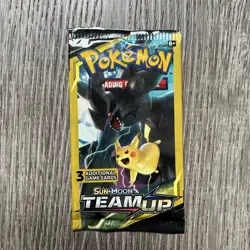 Pokemon: Sun & Moon- Team Up- Booster Pack (3 Cards) Pikachu+Zekrom- SEALED - Image 1