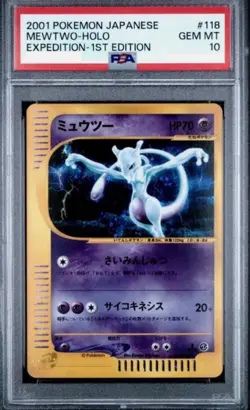 67425704 2001 Pokemon Japanese 118/128 MewTwo Holo Expedition 1st Edition PSA 10 - Image 1