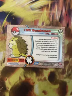 #28 SANDSLASH Blue Logo Pokemon Topps TV Animation Edition Trading Card 1999 - Image 2