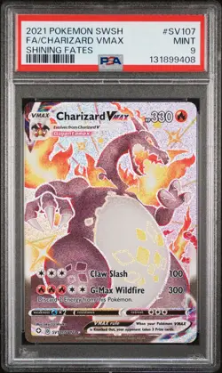 2021 POKEMON SWORD & SHIELD SHINING FATES #SV107 FULL ART/CHARIZARD VMAX PSA 9 - Image 1