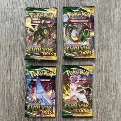 Pokemon : Sword & Shield- Evolving Skies - Booster Pack Art Set- 4 Packs- SEALED - Image 1