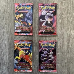 Pokemon: DESTINED RIVALS Booster Pack Art Set Bundle - Set of 4 New Sealed Packs - Image 1