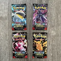 Pokemon: S&V- Paldean Fates- Pack Art Set- 4 Packs- New/Sealed - Image 1