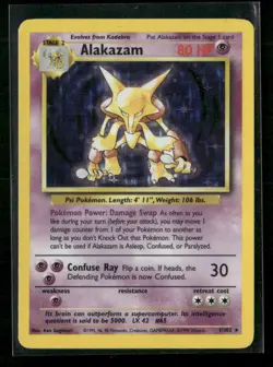1999 Pokemon Base Set Alakazam #001/102 Holo Rare Lightly played - Image 1