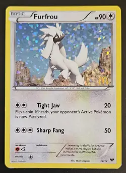 Furfrou 12/12 McDonald's Holo Promo Pokemon Card MP - Image 1