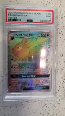 PSA 9 2017 Pokemon S&M Base Umbreon GX Full Art Secret Rare 154/149 Graded Card - Image 1