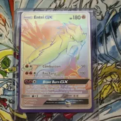 Pokemon Entei GX Shining Legends Secret Rare 74/73 180 HP Full Art Holo Card - Image 1