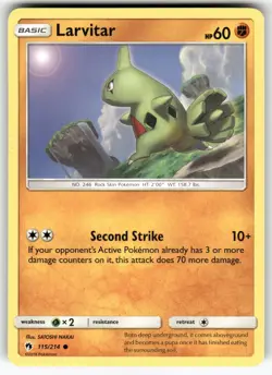 Larvitar (115) SM - Lost Thunder Common Pokemon Lightly played - Image 1
