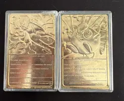 Set Of 2 23K Gold Plated Pokemon Cards Vintage 1999 Charizard Jiggly Puff - Image 2