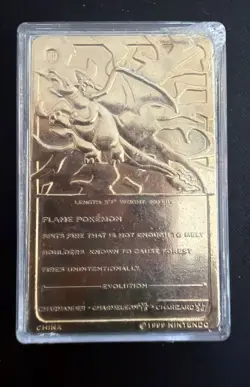 Set Of 2 23K Gold Plated Pokemon Cards Vintage 1999 Charizard Jiggly Puff - Image 3