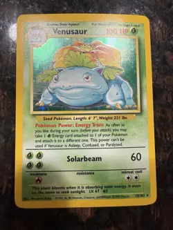 Venusaur Holo Rare 100 HP Base Set Pokemon Card 15/102 Nintendo 1999 - Image 1