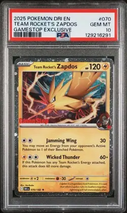 Team Rocket's Zapdos #70 - Pokemon Destined Rivals Gamestop Promo - PSA 10 - Image 1