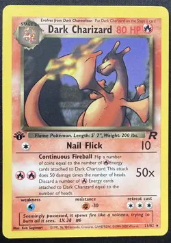 Pokemon TCG Dark Charizard 21/82 Team Rocket First Edition Non Holo Rare Vintage - Image 1