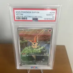 2025 Pokemon BSP Black Star Promo Victini #208 Unova Illustration Rare PSA 10 - Image 1