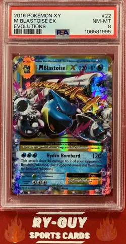 2016 POKEMON XY EVOLUTIONS MEGA BLASTOISE EX #22 PSA 8 - Image 1