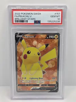 Pokemon Tcg Pikachu V 157/172 Full Art 2022 Brilliant Stars PSA 10 Gem Mint - Image 1