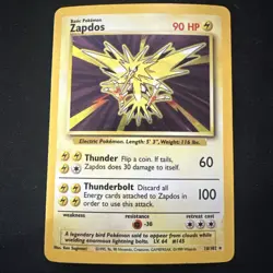LP +⚡ Zapdos Holo [English WOTC Base Set Unlimited 16/102] Pokemon - Image 1