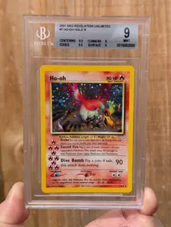 2001 Pokemon Neo Revelation Unlimited #7 Ho-Oh-Holo Double Holo Error BGS 9 - Image 1